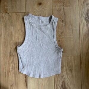 Aerie Sleeveless Ribbed Knit Crop Top - Cream